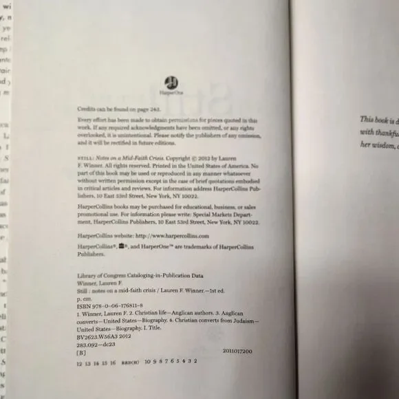 Still: Notes on a Mid-Faith Crisis 2012 Hardcover Book By Lauren F. Winner - Picture 5 of 6